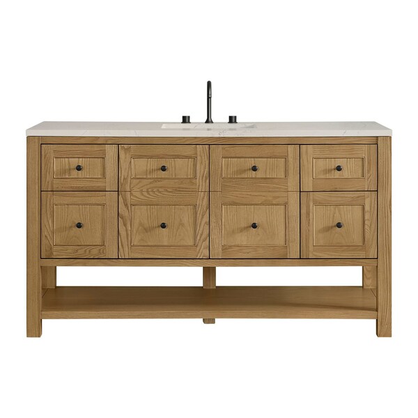 James Martin Vanities Breckenridge 60" Sgl Vanity, Light Natural Oak, w/3 CM Siberian Silestone Top w/FreePower WirelessCha 330-V60S-LNO-FSFR - main
