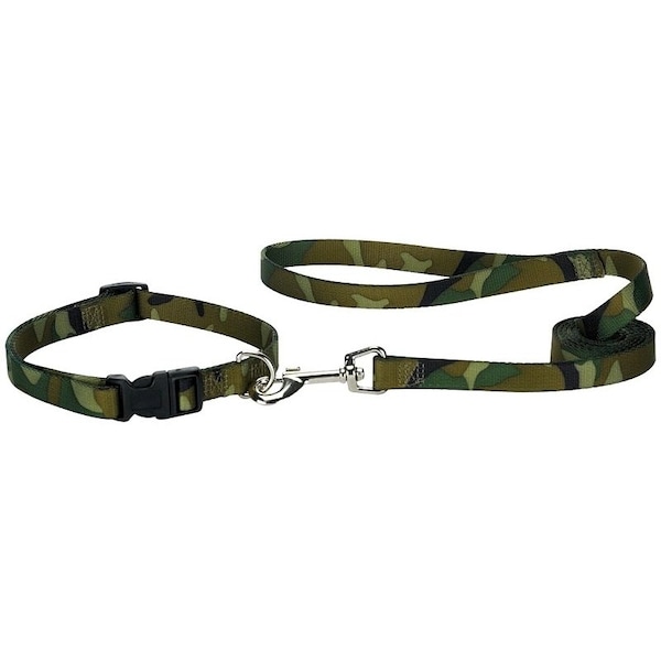 Casual Canine Dog Lead, 6 ft L, 1 in W, Nylon Line, Camo Green ZA6751 66 43 - main