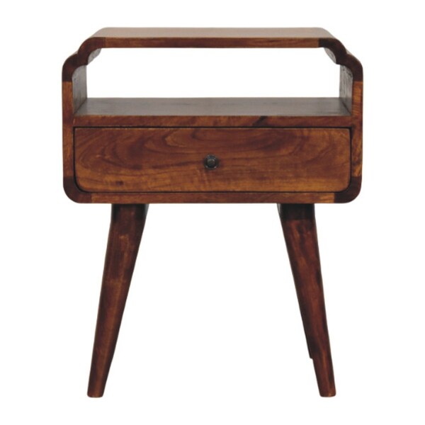 Homeroots 22" Chestnut Solid Wood Oval One Drawer Nightstand 651575 - main