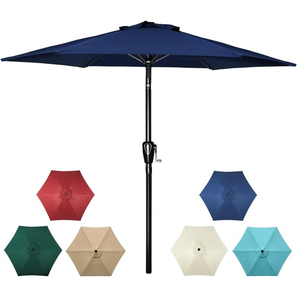 Simple Deluxe 7.5ft Patio Umbrella Outdoor Table Market Yard Umbrella with Push Button Tilt/Crank, 6 Sturdy Ribs LGBRLA7DBL - main