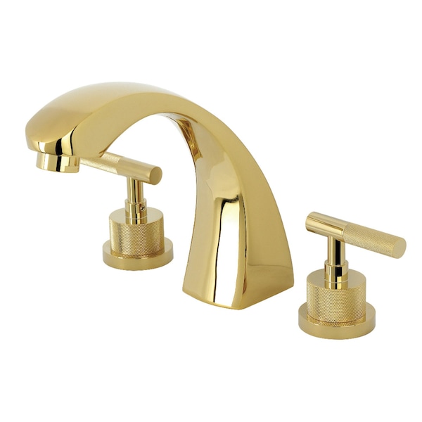 Kingston Brass Two-Handle Deck Mount Roman Tub Faucet with Knurled Handle, Polished Brass KS4362KNL - main