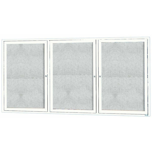 Aarco Outdoor Illuminated Enclosed Bulletin Board w/ Al Frame, Powder Coated White, 36''Hx72''W ODCC3672-3RIW - main