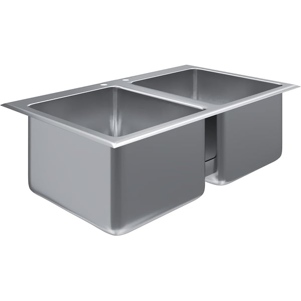 Amgood Stainless Steel 2 Compartment Drop-In Sink. Bowl 14 in. x 16 in. x 10 in. No Faucet SINK DIS S2C-141610-NF-Z - main