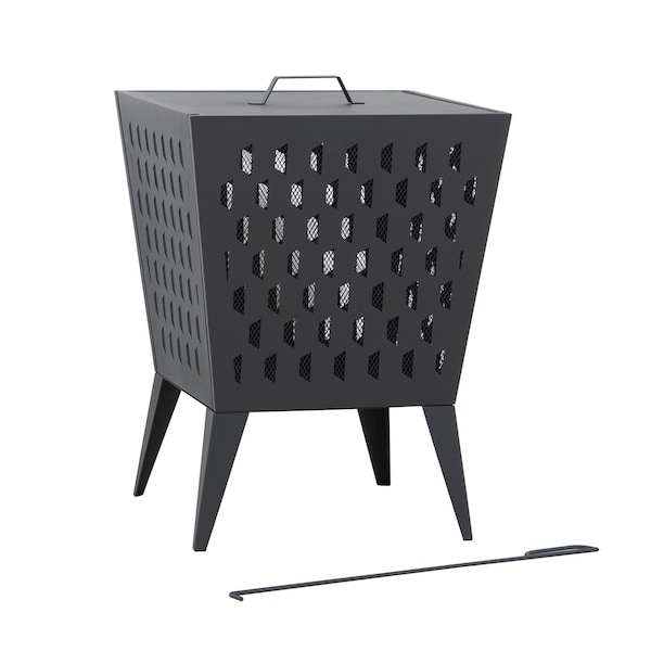 Sunjoy 18 in Steel Wood Burning Fire Pit with Poker and PVC Cover for Patio A301058510 - main
