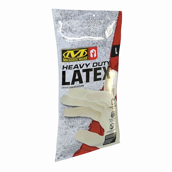 Mechanix Wear D04-00, Latex Disposable Gloves, 7 mil Palm, Latex, Powder-Free, L, 10 PK, White D04-00-010-010 - main