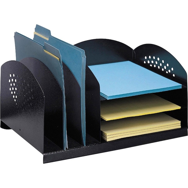 Safco Letter Tray/File Holder, Black, Steel, 16 1/4 in W, 11 1/4 in L, 8 1/4 in H, 11.3" D 3167BL - main