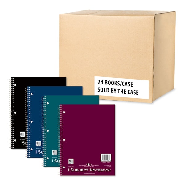 Roaring Spring Case of 1 Subject Wirebound Notebooks, 11"x8.5", 80 sheets, College Ruled W/Margin, Assorted covers, PK24 11281cs - main