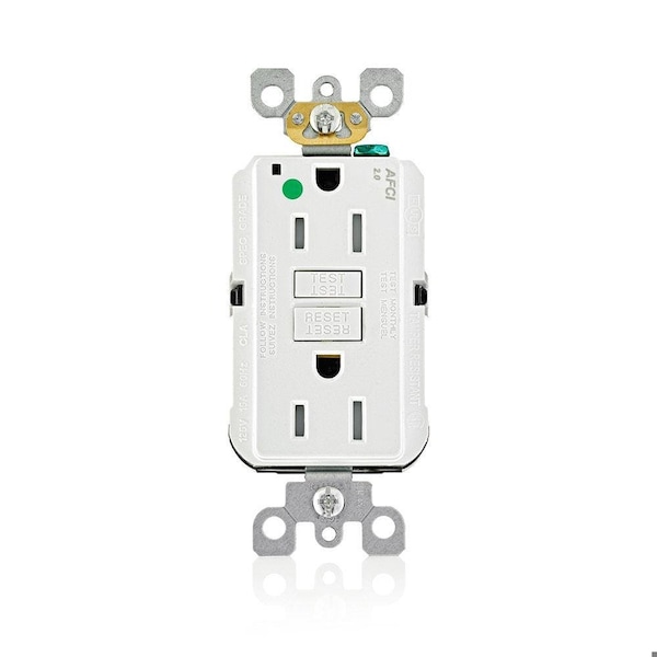 Leviton AFCI Receptacle 15A HG/TR White AFTR1-HGW - main