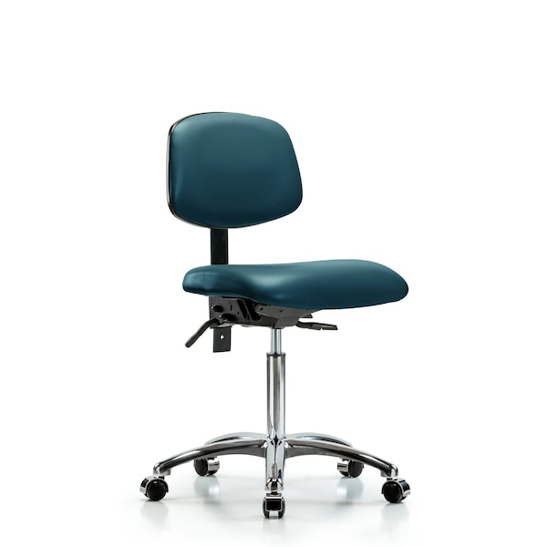 Blue Ridge Ergonomics Vinyl Chair Chrome, Med Bench, Tilt, Casters, Royal BR-VMBCH-CR-T1-A0-NF-CC-8801 - main