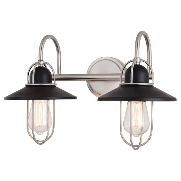 Vaxcel Galena 18 in W 2-Light Matte Black, Satin Nickel Nautical Coastal Bathroom Vanity Fixture W0402R - main