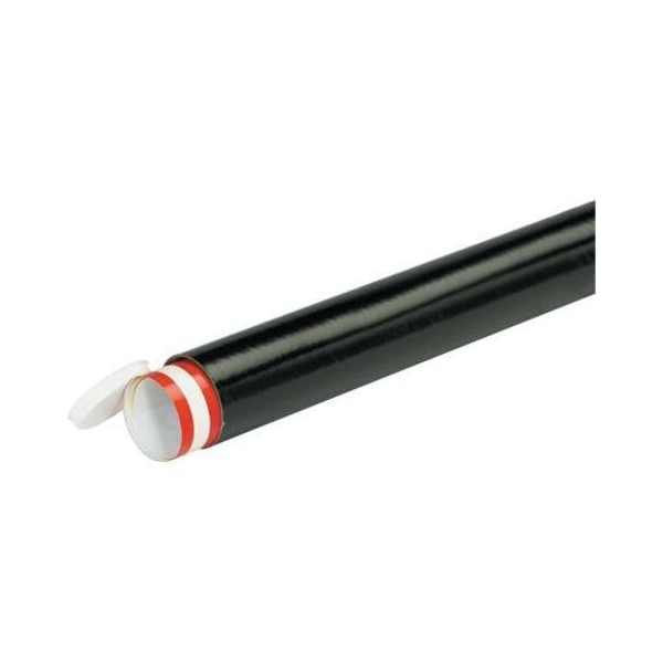 Partners Brand Mailing Tubes with Caps, 2" x 24", Black, PK50 P2024BL - main