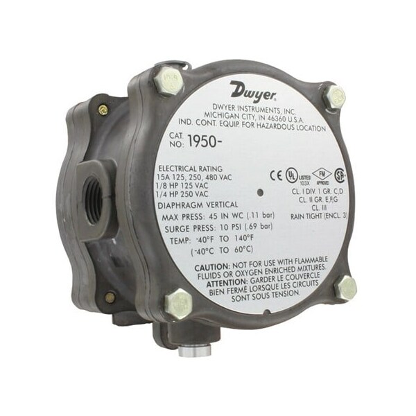 Dwyer Instruments Differential Pressure Switch, 3 1/2" H 1950P-2-2F - main