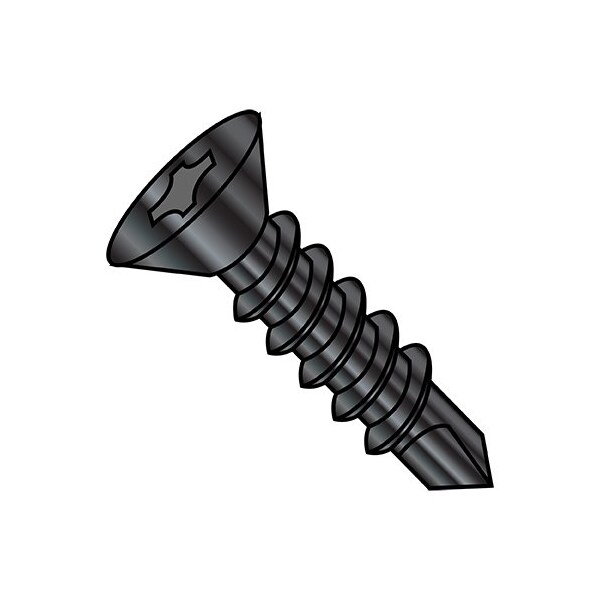 Zoro Select 1/4-14X2 Phil Flat Ft Self Drill Blk Zinc & Bake, 1000Pk 1432KPFBZ - main