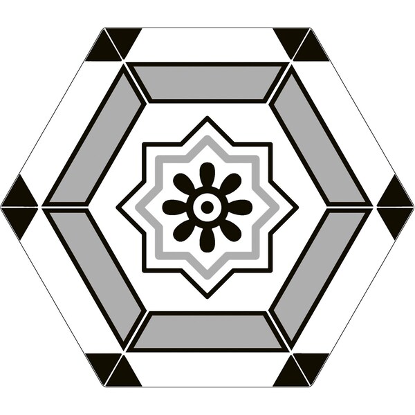 Andova Tiles Trafale Jalton Grey 8-in. x 9-in. Hexagon Encaustic Matte Porcelain Floor & Wall Tile, 25PK ANDTRA1273 - main