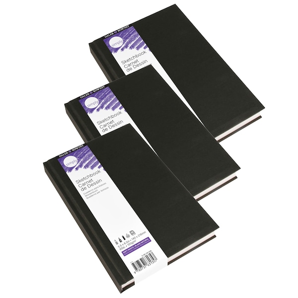 Daler-Rowney Simply Sketchbook, Soft White, Hardbound, 110 Sheet, 5.5x8.5 Inch, 3PK D481100508 - main
