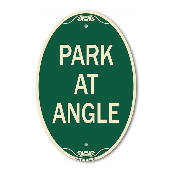 Signmission Park at Angle, 12 Inch X 18 Inch Architectural Oval, Heavy Gauge Aluminum A-OV-G-1218-23497 - main