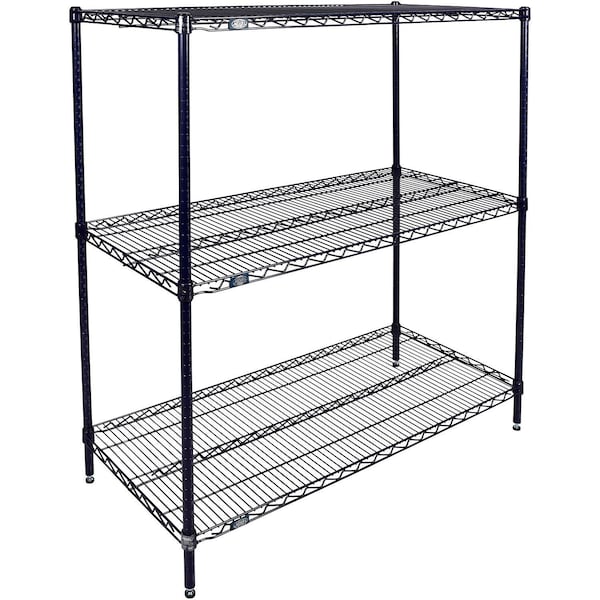 Global Industrial Nexel 3 Shelf, Nexelon Blue Wire Shelving Unit, Starter, 24"W x 18"D x 54"H B3151685 - main