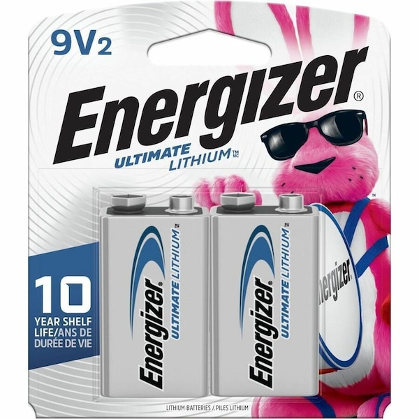 Energizer Ultimate Lithium 9V Batteries, 2 Pack - For Multipurpose - 9V - 9 V DC - 2-/ Pack L522BP2 - main