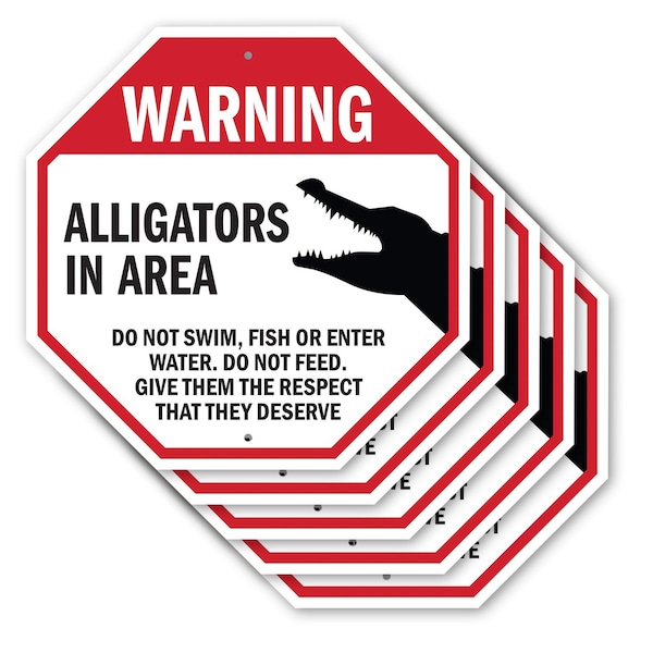 Signmission Warning Alligators in Area Do Not S, 10 inch X 10 inch, Aluminum Metal Signs, 5PK OC-A-5Pack-10-339 - main
