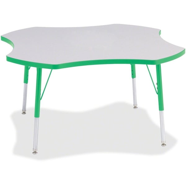 Jonti-Craft Berries Four Leaf Activity Table, A-height, Freckled Gray/Green/Gray 6453JCA119 - main