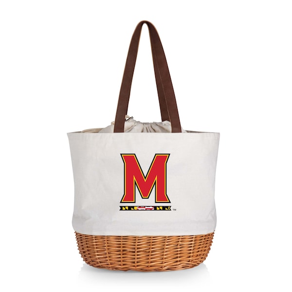 Picnic Time Family Of Brands NCAA Maryland Terrapins Coronado Canvas and Willow Basket Tote - Picnic Bag 203-00-187-314-0 - main