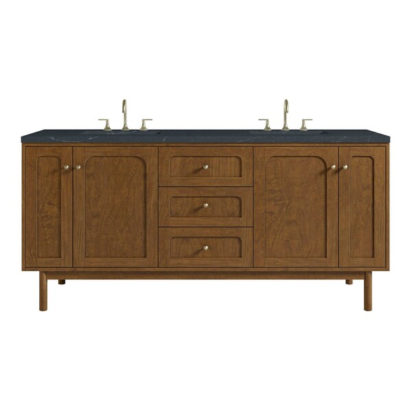 James Martin Vanities Laurent 72" Double Vanity, Honey Oak w/ 3 CM Charcoal Soapstone Silestone Top 545-V72-HNO-3CSP - main