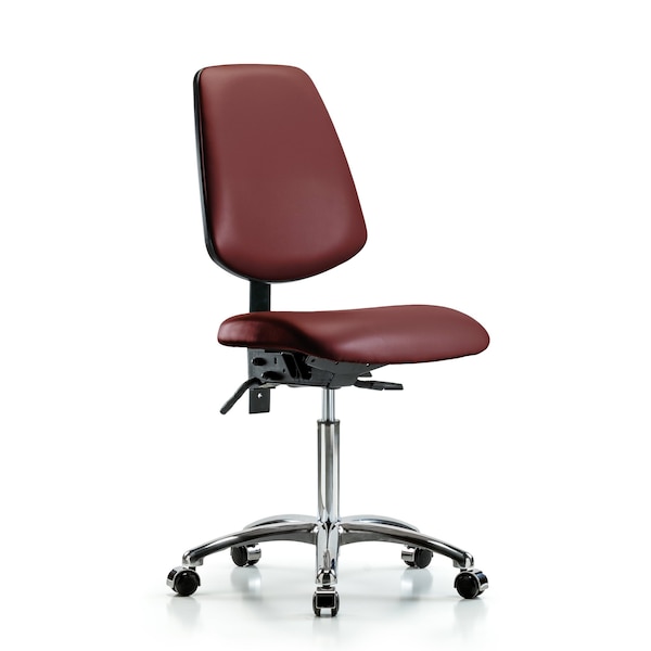Blue Ridge Ergonomics Vinyl Chair Chrome, Med Bench, Med Back, Tilt, Casters, Borscht BR-VMBCH-MB-CR-T1-A0-NF-CC-8815 - main