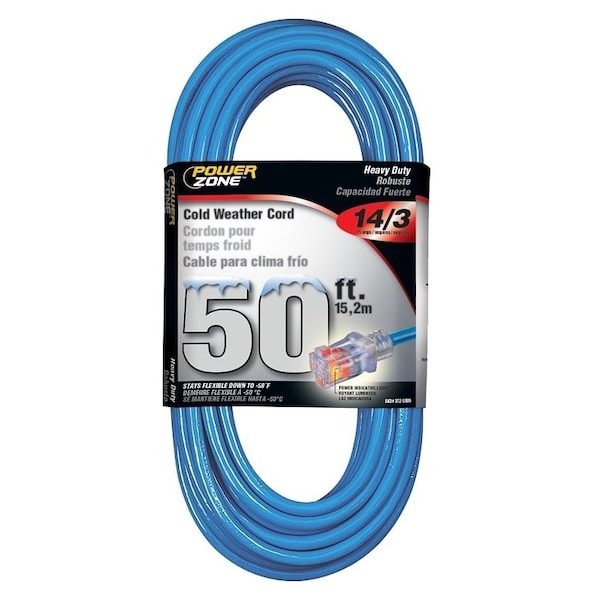 Powerzone Cold Weather Extension Cord, 14 AWG, Outdoor, 5-15R, 5-15P, 50 ft ORCW511730 - main