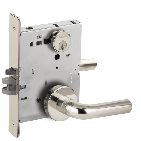 Schlage Grade 1 Storeroom Mortise Lock, Conventional Cylinder, S123 Keyway, 02 Lever, A Rose, Bright Chrome L9080P 02A 625 - main