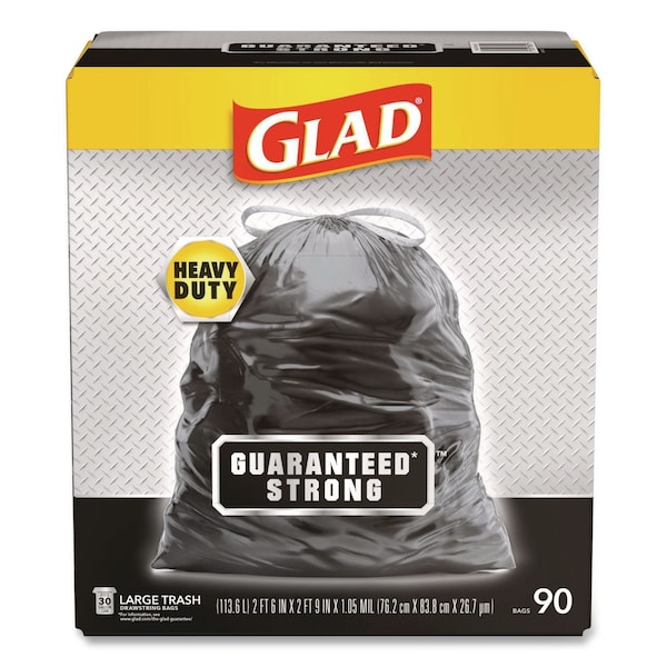 Glad 30 gal Trash Bags, 30 in x 33 in, Super Heavy-Duty, 1.05 mil, Black 78952 - main