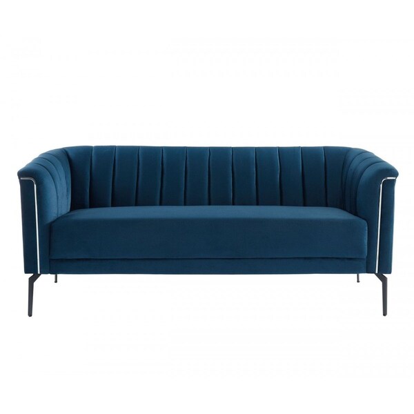Homeroots 76" Blue Sofa With Silver Legs 480905 - main
