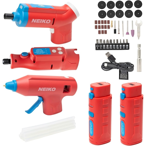 Neiko Cordless 3.6V Electric Rotary Tool Set, 46pc Accessory Kit, 34pc Cordless Electric Screwdriver Set 10583A - main