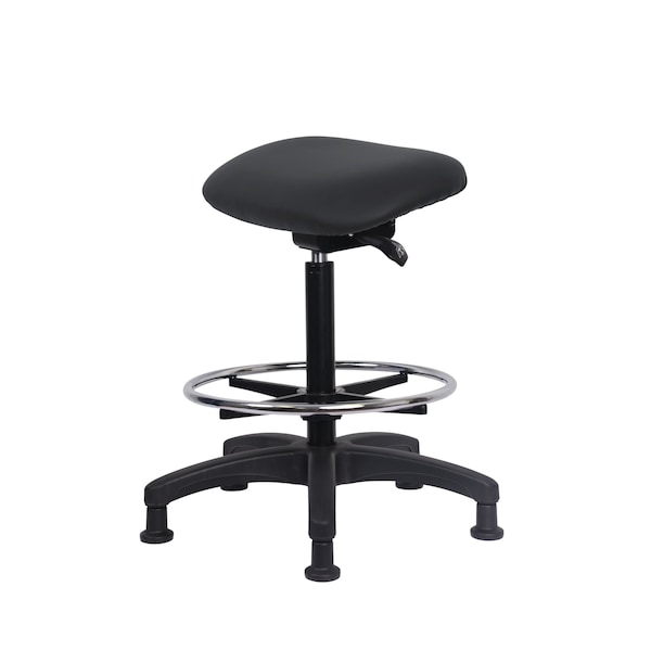 Blue Ridge Ergonomics Vinyl Sit-Stand - Standing Height with Chrome Foot Ring Stationary Glides in Graphite Voyager Vinyl VSTSS-RG-CF-RG-2025 - main
