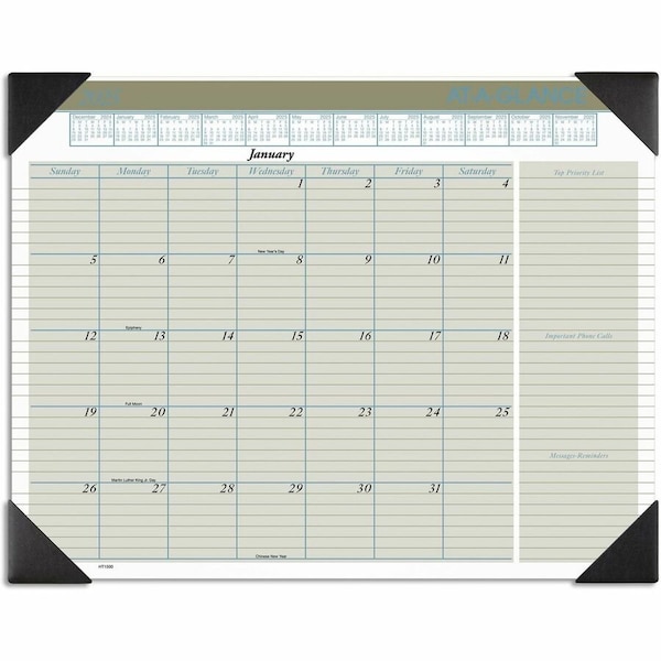 At-A-Glance Executive Monthly Desk Pad Calendar, 22 x 17, Black Corners, 12-Month (Jan to Dec): 2025 HT1500 - main