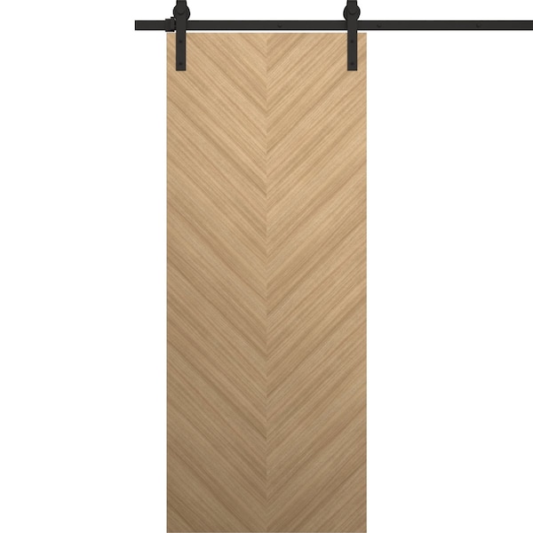 Sartodoors Modern Barn Door 18 x 80 inches, Ego 5005 Natural Oak, 6.6FT Rail Track Heavy Hardware Set, Solid EGO5005BD-B-SNA-18 - main