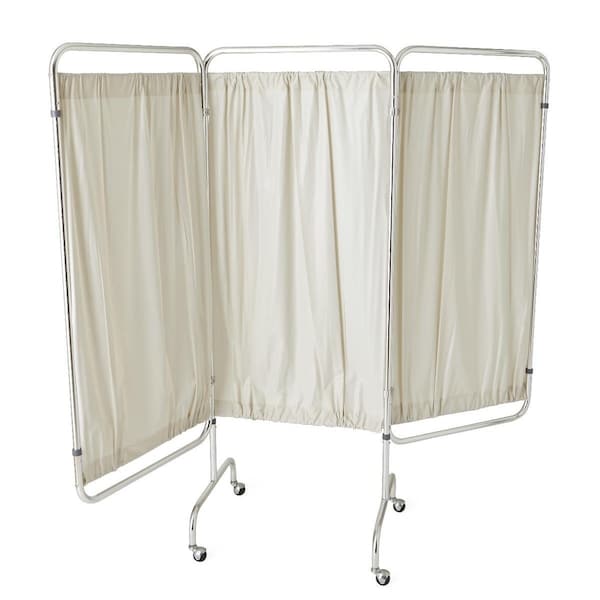 Medline 3-Panel Flame-Retardant Vinyl Privacy Screen with Casters, White, 69inH x 29inW Panel MDS80450 - main