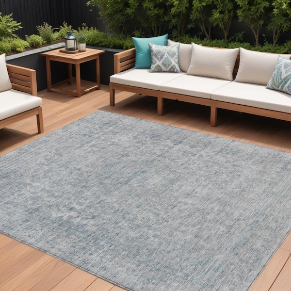 Homeroots 10' X 14' Silver And Beige Abstract Washable Indoor Outdoor Area Rug 616033 - main