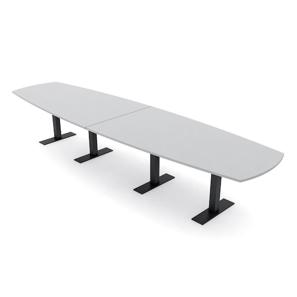 Skutchi Designs Arc Boat Conference Table With Power, 48 in W, 168 in L HAR-ABOT-48X168-T.BK-U779-NA - main