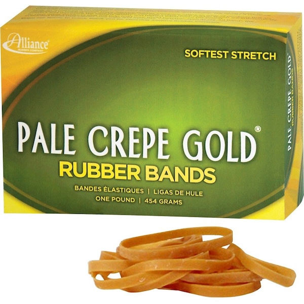 Alliance Rubber Alliance Pale Crepe Gold Rubber Bands, Size No 18, 3"x 1/16", Natural, 1 lb. Box 20185 - main