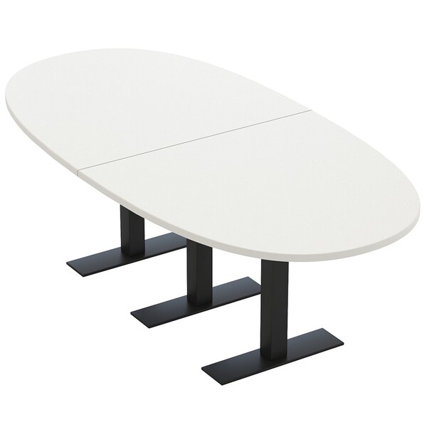 Skutchi Designs 8ft Conference Table With Power Unit | 8 Person Modular Boval Meeting Table | Harmony Series HAR-BOVL-48X96-T.BK-W960-NA - main