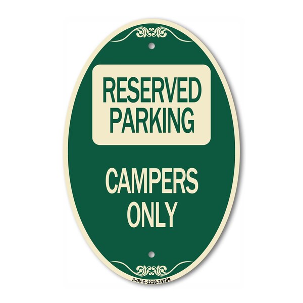 Signmission Campers Only, 12 Inch X 18 Inch Architectural Oval, Heavy Gauge Aluminum A-OV-G-1218-24289 - main