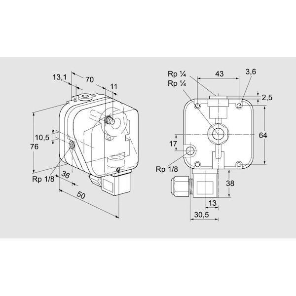 Honeywell Kromschroder SW, PRESS, GAS, DG 50N 6T KS84447722 - main