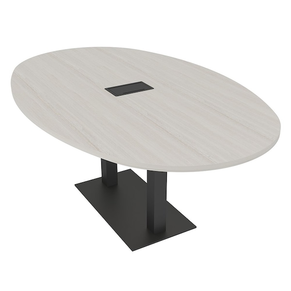 Skutchi Designs Boval Conference Table With Power Unit, 48 in W, 72 in L, Ivory HAR-BOVL-48X72-DOU.BK-K458-EBLK - main