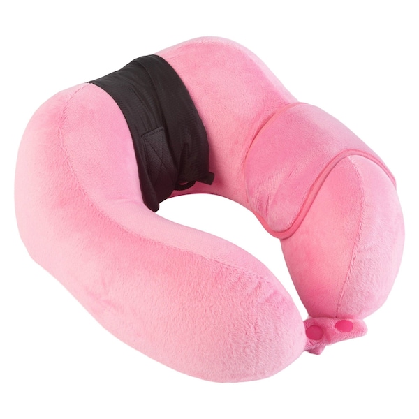 Home-Complete Travel Pillow Set Memory Foam Pillow, Fleece Blanket, and Eye Mask Travel Essentials, Pink HT-TRVL2-PNK - main