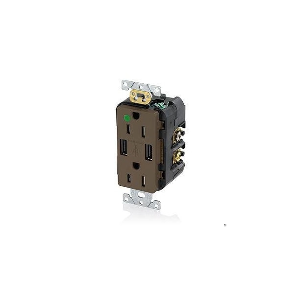 Leviton Duplex Straight Blade Receptacle, 5-15R, 15 A, 125V AC, 2 Pole, 3 Wire, Surface Mount T5632-HG - main