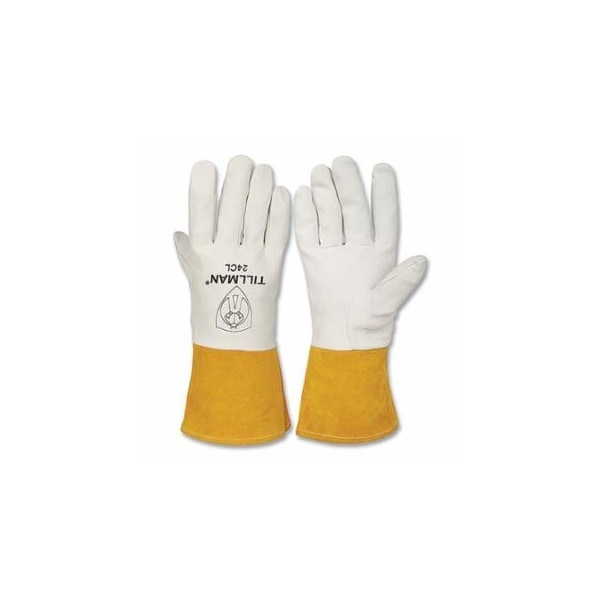 Tillman TIG Welding Gloves, 24C, Top Gr Kidskin Palm/BOH/Split Cowhide Cuff, Lg, Pearl/Bourbon Brn, 4 in L, 6PK 724-24CL - main