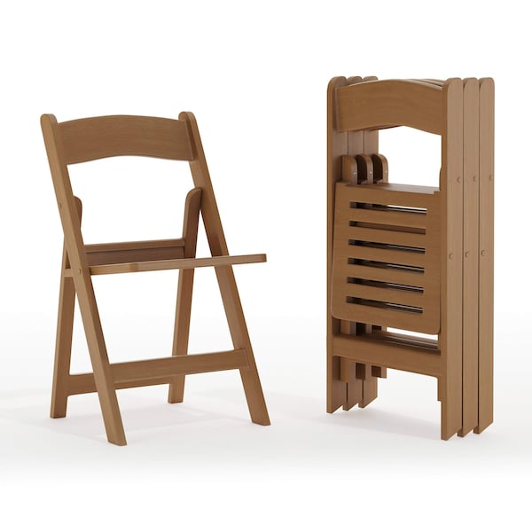 Flash Furniture HERCULES 4 Pk Commercial Chestnut Indoor/Outdoor Lightweight Resin Folding Event Chair w/ Slat Seat 4-LE-L-1-CHSNT-SLAT-GG - main