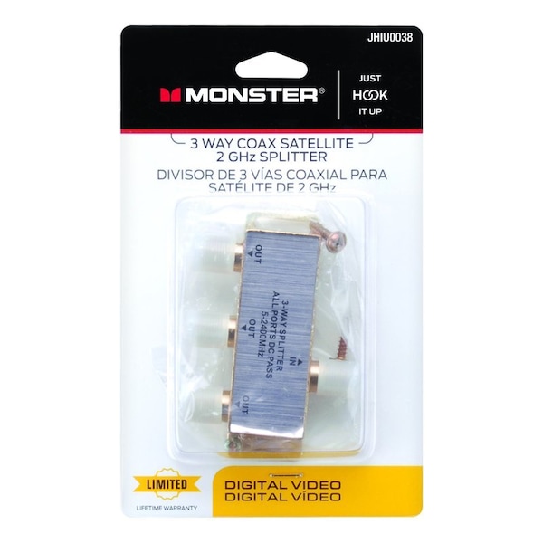 Monster Cable Just Hook It Up 3 Way Coax Splitter 75 ohm JHIU0038 - main