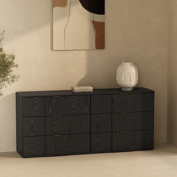 Manhattan Comfort Clive 72in Dresser in Black and Gold (6-Drawer) DR1562-2 - main