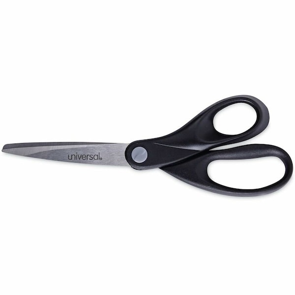 Universal Economy Scissors, 8" Length, Straight Handle, Stainless Steel, Black UNV92009*** - main